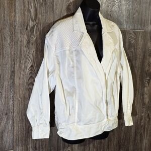 Vintage 1991 TOGETHER! White Cotton Jacket Missy S‎ Oversized Ribbed Detail